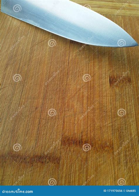 Knife On Wooden Board Plate Stock Photo Image Of Board Plate 171975656