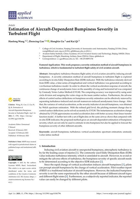 PDF Estimation Of Aircraft Dependent Bumpiness Severity In Turbulent