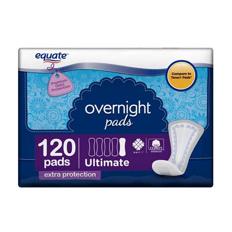 Equate Overnight Incontinence Pads For Women Ultimate Absorbency 120
