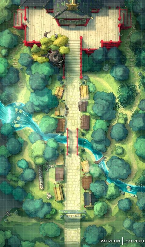Forest Shrine Festival 43x73 Battlemaps Dnd World Map Dungeon