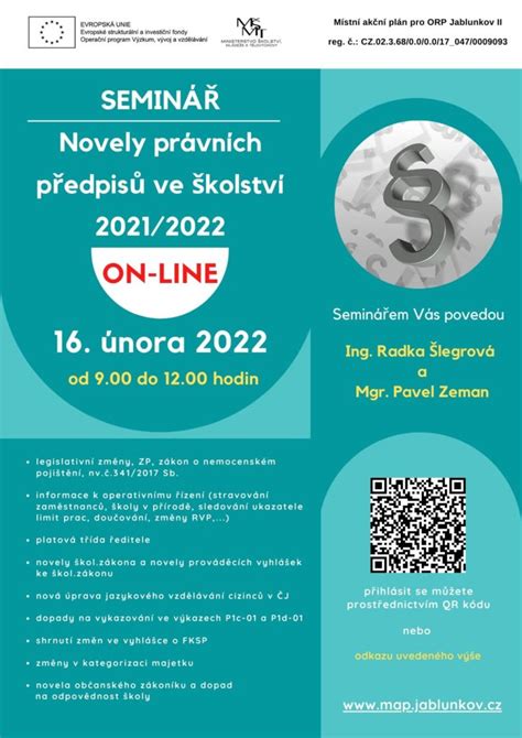 Novely právních předpisů ve školství 2021 2022 MAP JABLUNKOV
