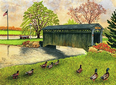 Winters Covered Bridge North Collins Ny Painting By Thelma Winter