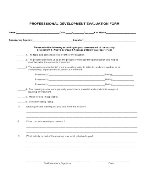 2022 Professional Development Evaluation Form Fillable Printable Pdf