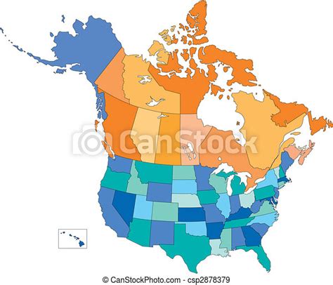 Eps Vectors Of Usa And Canada States And Provinces Multi Colors
