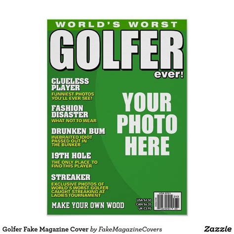 Golfer Fake Magazine Cover Poster Zazzle Fake Magazine Covers