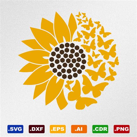 sunflower with butterfly svg