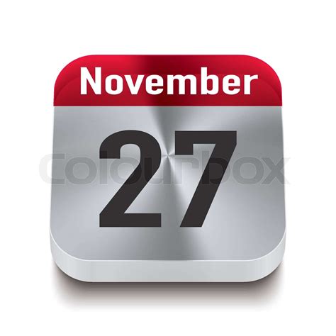 Transparent Calendar Perspektive Red November 27th Stock Vector