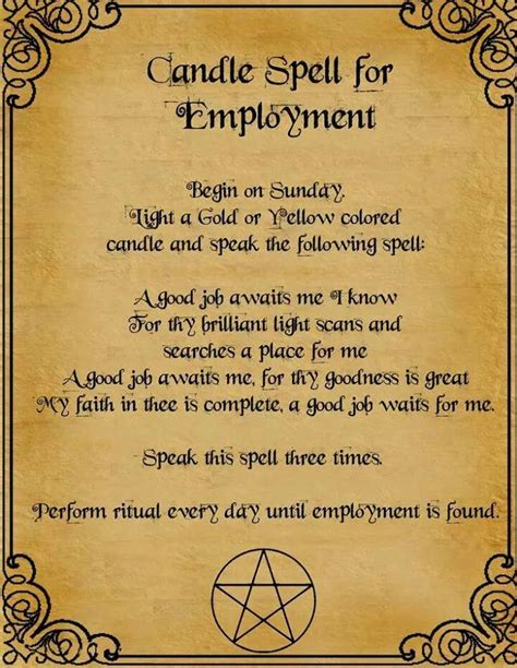Employment Candle Spells Wiccan Spell Book Witchcraft Spell Books