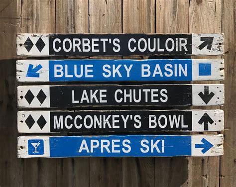 Custom Ski Trail Signs Skiing Distressed Wood Sign Ski Trails