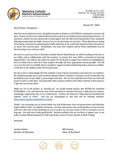 Letter To Parents School Closure Covid 19 Mar23 20page1 St Louis
