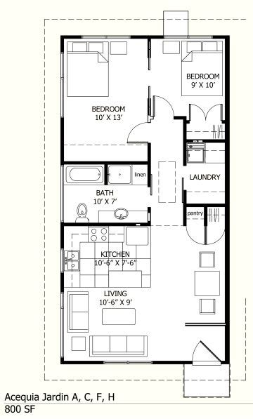 800 Sf Unit Floor Plan Small House Layout Small House Plans Tiny