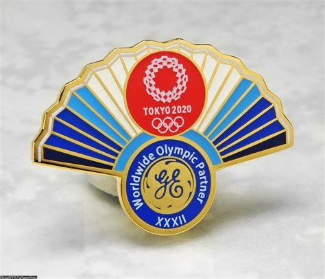 Olympic Pins Badge 2020 Tokyo Japan Ge Worldwide Sponsor Japanese Paper