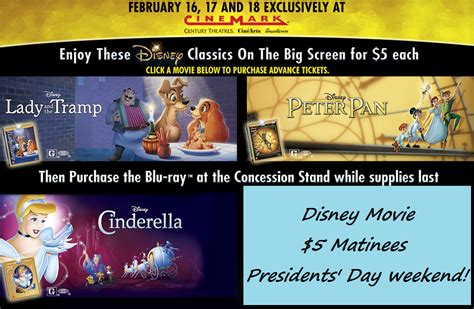 Find and book your official tickets to disney musicals & live shows. Three classic Disney movies: $5 matinees this weekend at ...