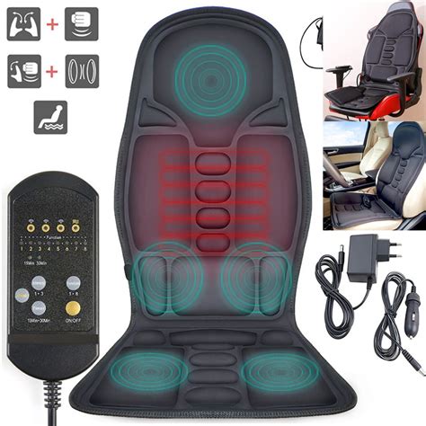 Imeshbean 8 Mode 3 Intensity Car Chair Massage Heat Mat Seat Cushion Neck Pain Lumbar Support