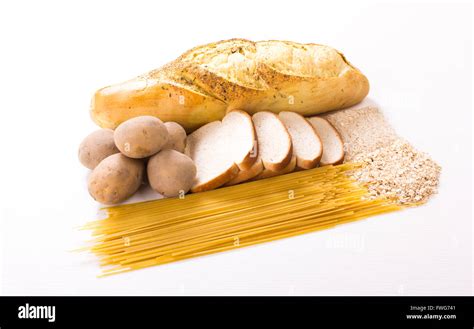 Group Of Carbohydrates For Diet Bread Rice Oat Potatoes Pasta On