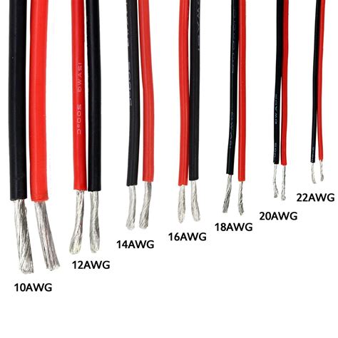 81012141618 Awg Gauge Wire Flexible Silicone Copper Black Red 5m