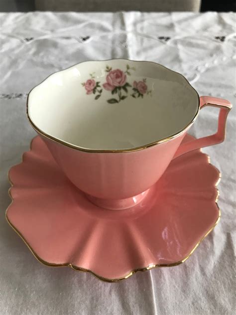 Vintage Meritage Pink And Gold With Rose Pattern Teacup And Etsy