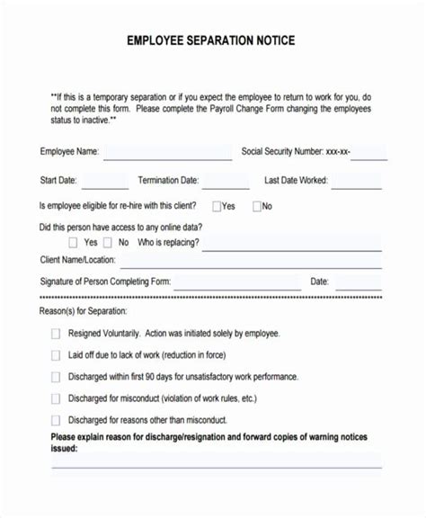 Employee Separation Form Template Luxury Hr Personnel Forms Effect
