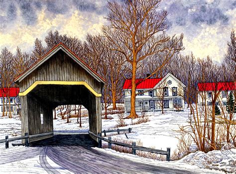Covered Bridge Warren Vt Painting By Thelma Winter