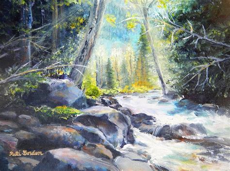 Mountain River Glow Painting By Patti Gordon