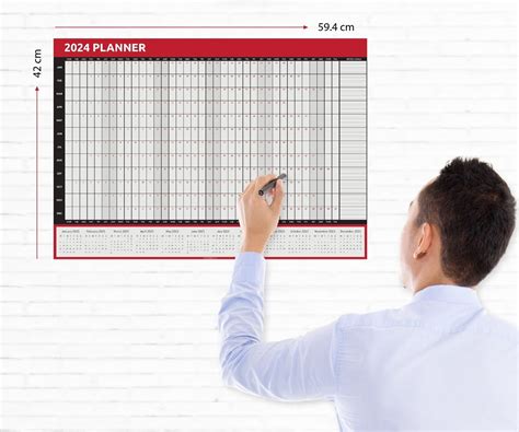 2024 A2 Size Year Wall Planner Calendar Home Office Work Jan Dec 59cm X