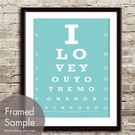 I Love You To The Moon And Back Xoxo Eye Chart Art Print Etsy Eye