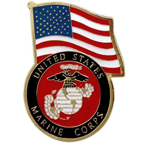 Usmc United States Flag With Marine Corps Emblem Lapel Pin Vanguard
