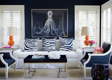 Use this color combination for an energizing effect in living spaces or bedrooms. Navy Blue Living Room Ideas - Adorable Home