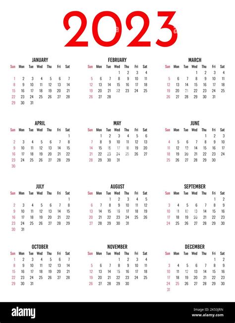 Calendario 2023 Año La Semana Comienza El Domingo Calendario Anual