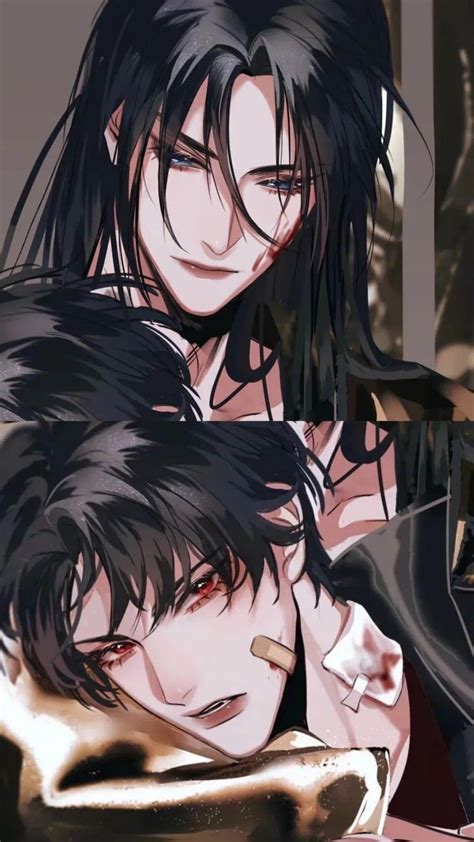 Two Anime Characters One With Black Hair And The Other With Red Eyes