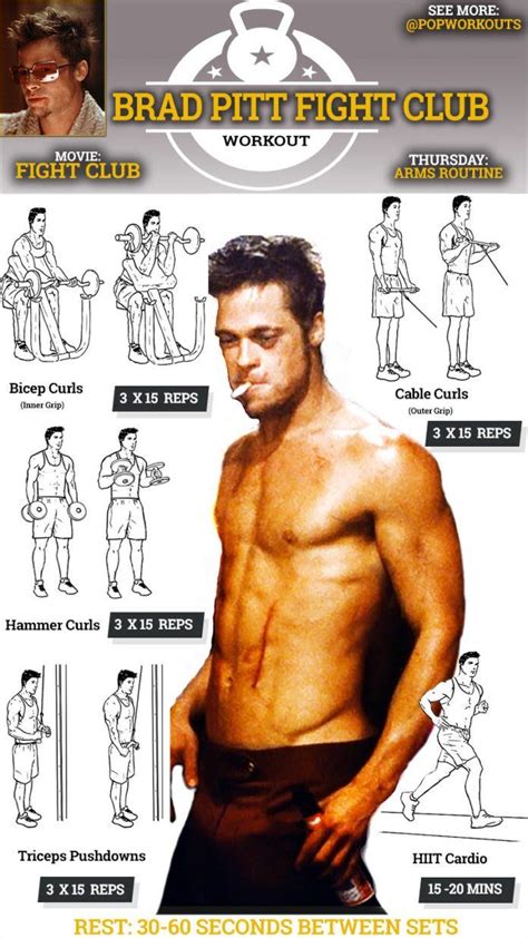 Brad Pitt Fight Club Workout Arms Routine Fitness Workouts Pop Workouts Gym Workout Tips Back