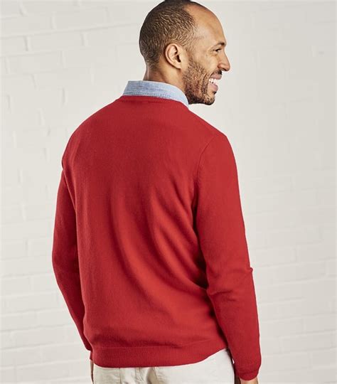 Red Mens Cashmere And Merino Crew Neck Sweater Woolovers Us