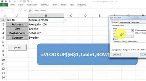 Extract Address From An Excel List To Print Youtube
