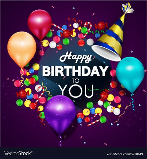 Colorful Balloons Happy Birthday Royalty Free Vector Image