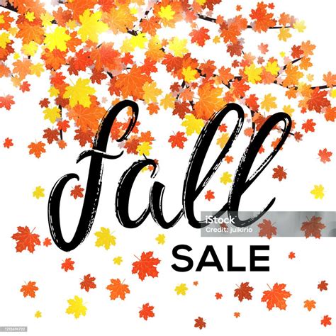 Fall Sale Lettering Banner Design Seasonal Discount Autumn Leaf Poster