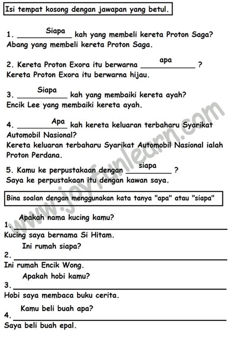 You can do the exercises online or download the worksheet as pdf. Latihan Kata Tanya Tahun 3 Pdf