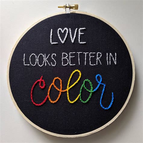 Love Looks Better In Color Rainbow Embroidery Art 6 Etsy