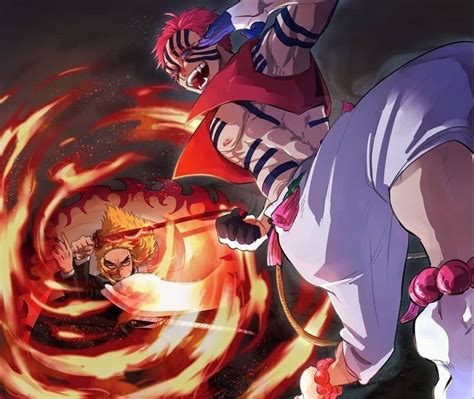 Demon Slayer Rengoku Vs Akaza Wallpaper Shruo