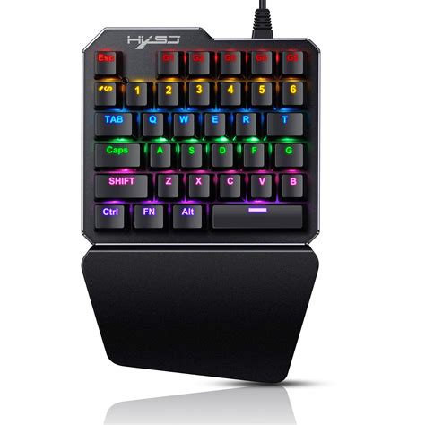 One Handed Gaming Keyboard 7 Rgb Backlit 35 Keys Portable Mini Gaming