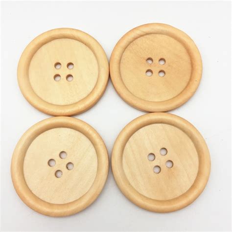 Buy 100pcs 50mm Extra Large Wooden Buttons Natural 4