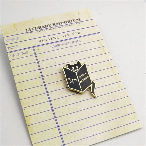 Reading Cat Enamel Pin By Literary Emporium