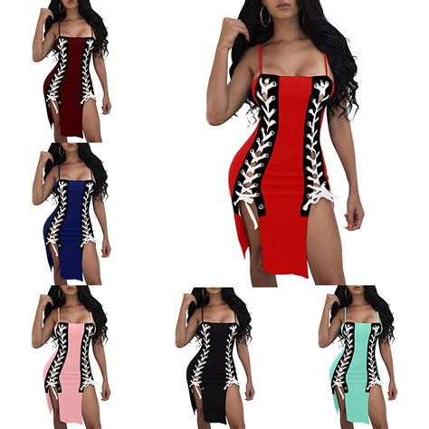 Women Sexy Off Shoulder Straps Bandage Bodycon Nightclub Dress Summer Solid Party Bottoming
