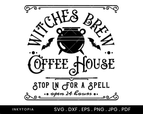 Witches Brew Svg Vintage Halloween Coffee Sign And Label Etsy Uk