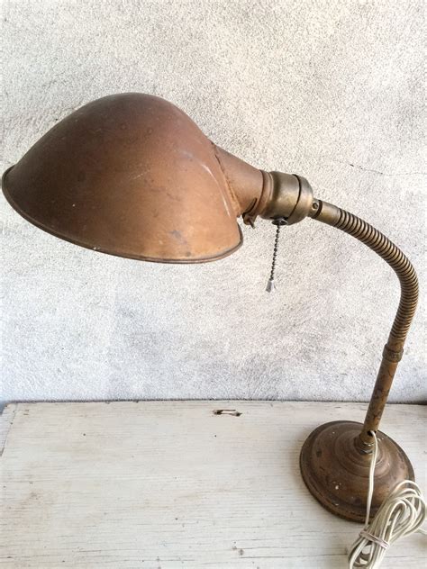 Vintage Metal Gooseneck Desk Lamp Art Deco Industrial Decor
