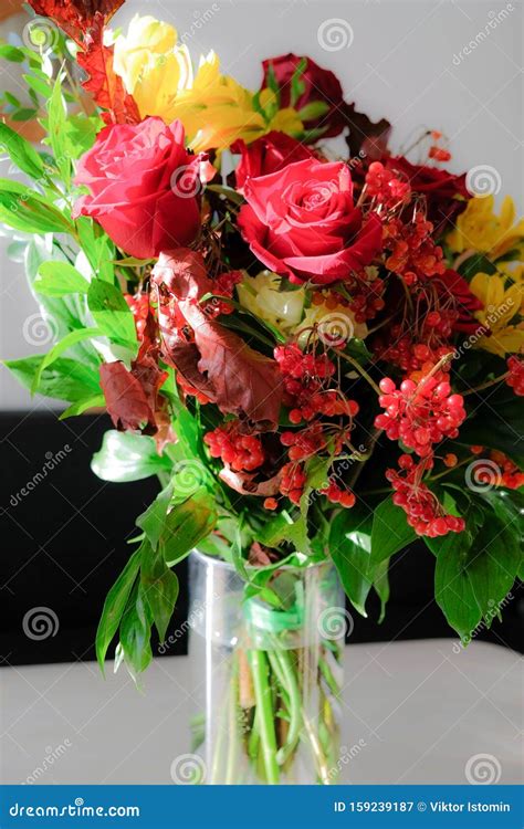 Red Rose And A Bouquet Of Flowers Stock Image Image Of Plant Green