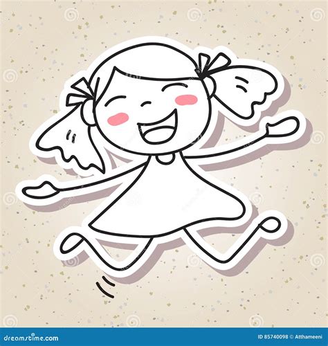 Hand Drawing Abstract People Happy Kid Happiness Concept Stock Vector