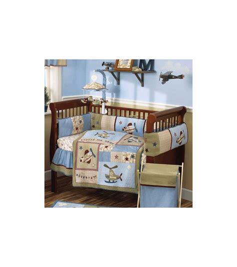 3 piece baby bed set with dust ruffle, comforter, and baby mobile cover. CoCaLo Baby Martex Pro Flyer 6 Piece Baby Crib Bedding Set
