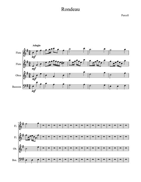 Rondeau 2 Sheet Music For Flute Oboe Bassoon Mixed Quartet