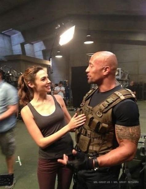 Gal Gadot Photographed Behind The Scenes Of Fast And Furious 6 2013 Gal Gadot Dwayne