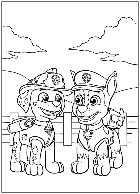Patrol Two Friends Chase And Rocky Paw Patrol Kids Coloring Pages